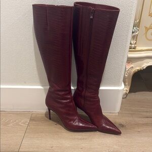 Christian Louboutian Burgundy Knee-High Boots